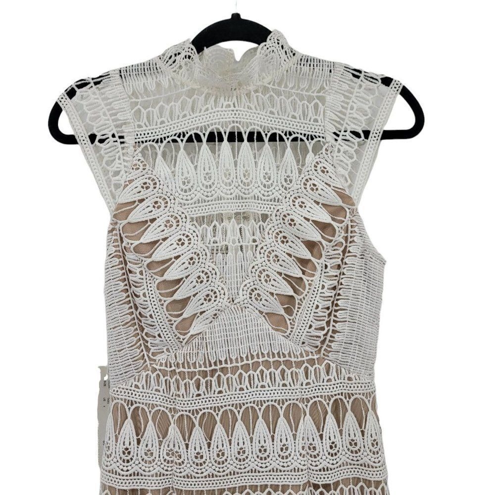 Ministry of Style LWD Lace Overlay Illusion High‎ Neck Dress Sz 4 Scallop Bridal